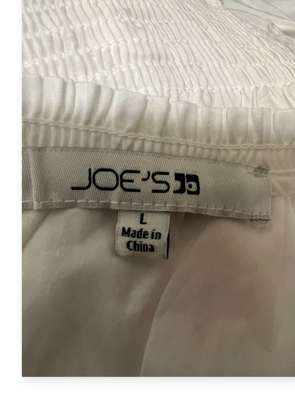 JOE'S Smocked Off The Shoulder Blouse White Large 100% Cotton - Picture 3 of 4